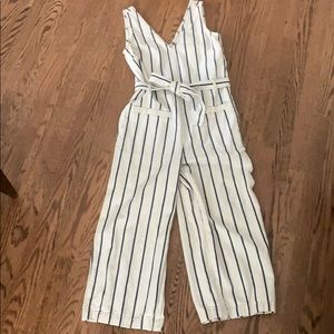 Madewell pinstripe cotton/linen jumpsuit